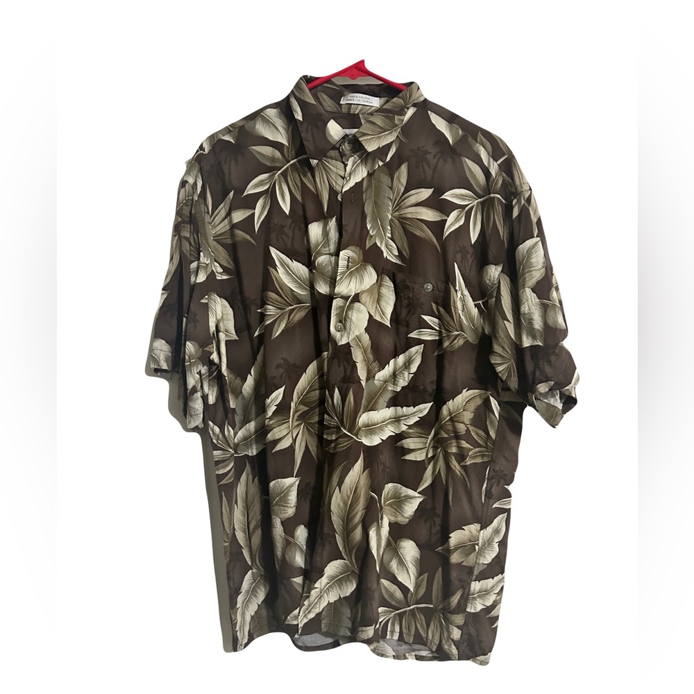 Pierre Cardin Brown Hawaiian Shirt Large vintage